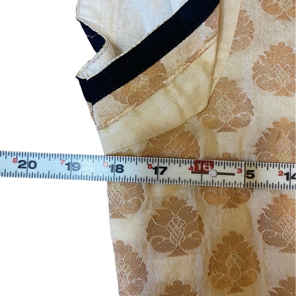 Beautiful Cream Gold Kurta With Pink Black Gold Embroidery at Bottom - Picture 11 of 15